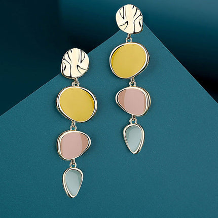 Morandi Three-Color Oil Drip Disc Earrings – Fresh Style