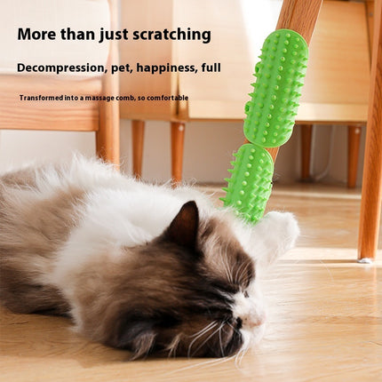 Self-Grooming Pet Massage Comb – Wall Corner Cat Scratcher & Hair Removal Brush