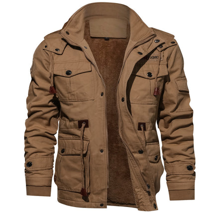 Men’s Casual Ribbed Hem Polyester Jacket – Medium-Length Leisure Outerwear