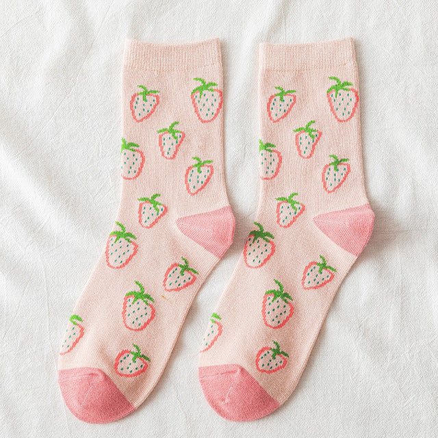 Autumn Fruit-Themed Cotton Socks