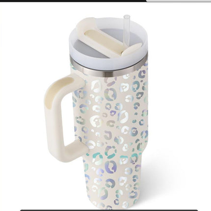 40oz Insulated Tumbler with Handle, Straw & Spill-Proof Lid
