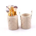 12-Piece Makeup Brush Set with Storage Bucket – Two-Tone Fiber Brushes with Wooden Handles