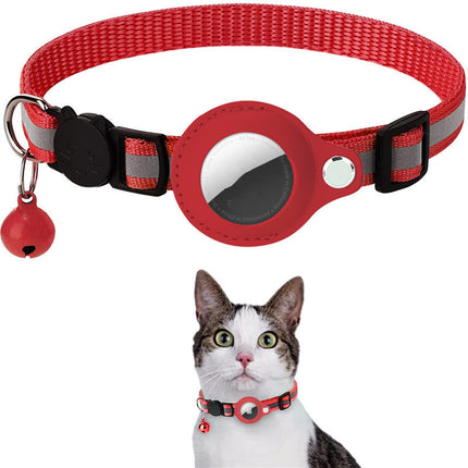Reflective Waterproof Airtag Pet Collar – Nylon Adjustable Cat & Dog Collar with Protective Holder