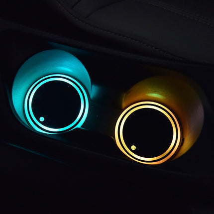 Colorful LED Car Cup Holder Coaster – Solar & USB Charging