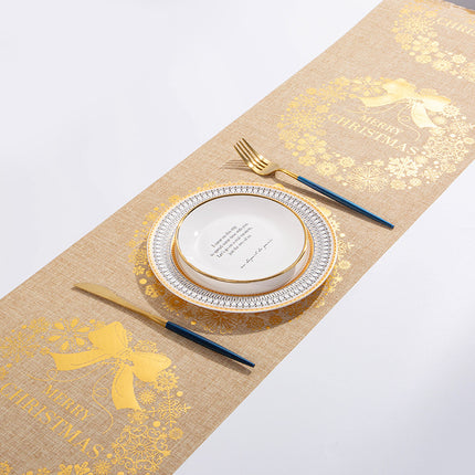 Christmas Elk & Snowman Table Runner – Cotton Linen Merry Christmas Table Flag