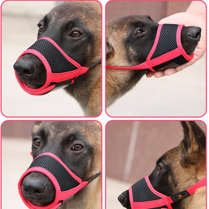 Adjustable Breathable Dog Muzzle – Soft Canvas Anti-Bite Mask with Velcro Straps (XS–XXL)