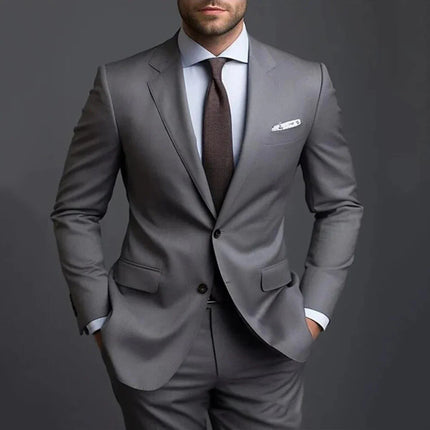 Men’s Slim Fit Two-Piece Suit Set – Jacket & Trousers