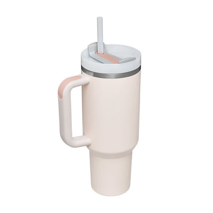 40oz Insulated Tumbler with Handle, Straw & Spill-Proof Lid