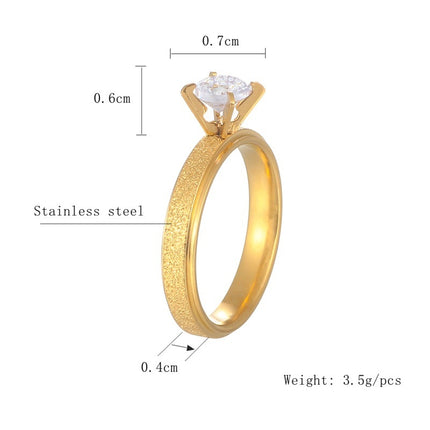 Titanium Steel Gold Couple Rings with Diamond Accent – Set of 2