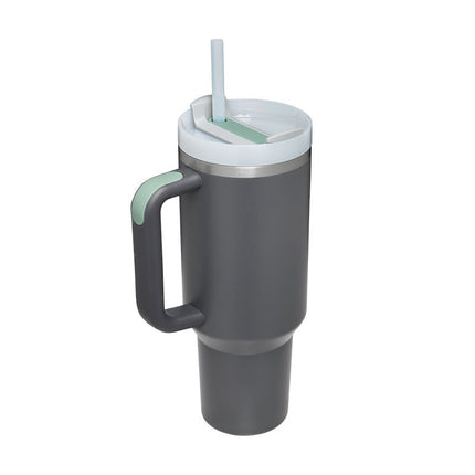 40oz Insulated Tumbler with Handle, Straw & Spill-Proof Lid