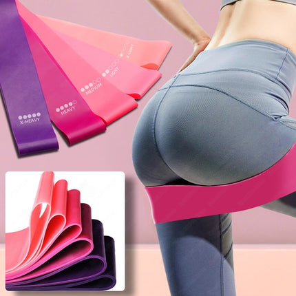 4-Level Resistance Loop Band Set – Non-Slip Yoga & Pilates Fitness Bands