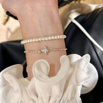 Double-Sided Four Eight-Pointed Stars Diamond Bracelet (S925 Sterling Silver)