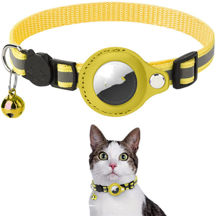 Reflective Waterproof Airtag Pet Collar – Nylon Adjustable Cat & Dog Collar with Protective Holder