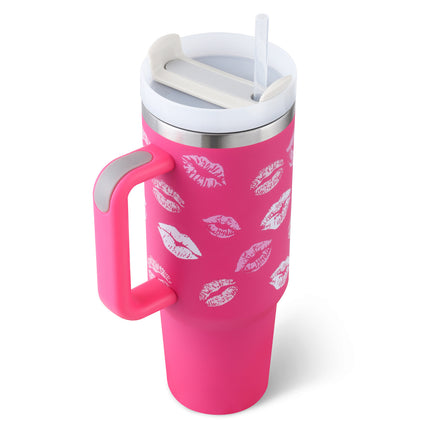40oz Insulated Tumbler with Handle, Straw & Spill-Proof Lid