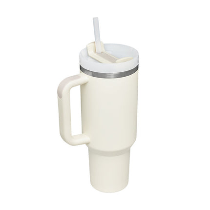 40oz Insulated Tumbler with Handle, Straw & Spill-Proof Lid