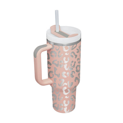 40oz Insulated Tumbler with Handle, Straw & Spill-Proof Lid