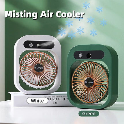 USB Rechargeable Portable Desk Misting Fan with 3-Speed Cooling & Humidifier