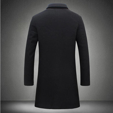 Men’s British Style Woolen Coat – Leisure Straight Hem Outerwear