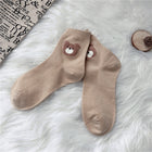 Japanese Style Bear Embroidery Cotton Socks