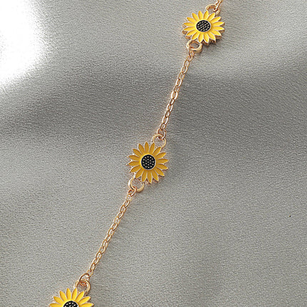 Retro Alloy Sunflower Anklet – Geometric Gift for Women