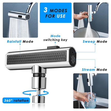 Kitchen Faucet Waterfall Bubbler – 360° Rotating Splash-Proof Nozzle