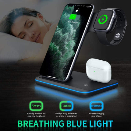 3-in-1 Wireless Charging Station for Phone, Watch & Earbuds
