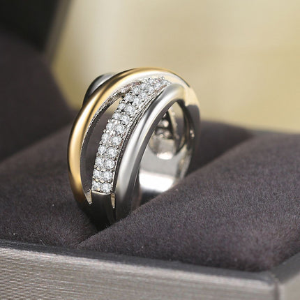 Women's Geometric Zircon Ring – European & American Style