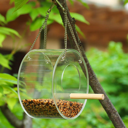Acrylic Bird Food Box (Round Design)