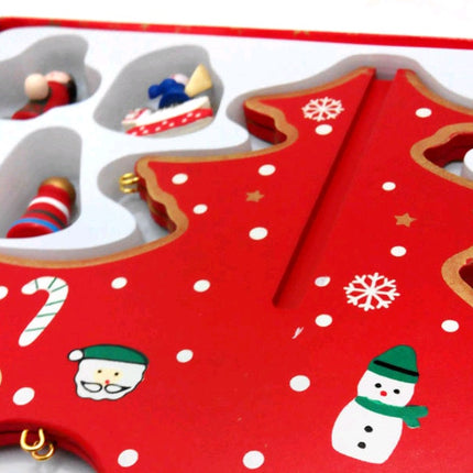 Wooden Hand-Painted Christmas Tree – Creative Desktop Holiday Decoration (Red & Green)