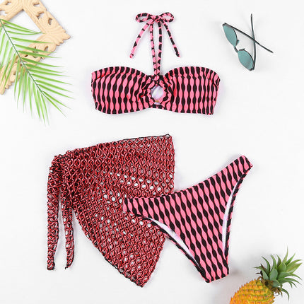 Women’s Striped Three-Piece Swimsuit Set