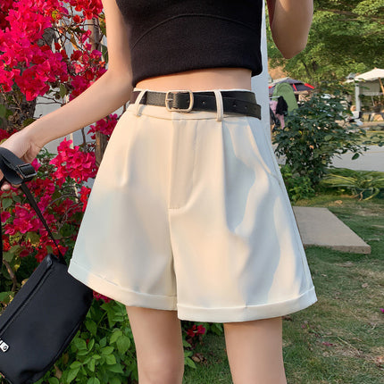 Women’s High-Waist Polyester Zipper Shorts