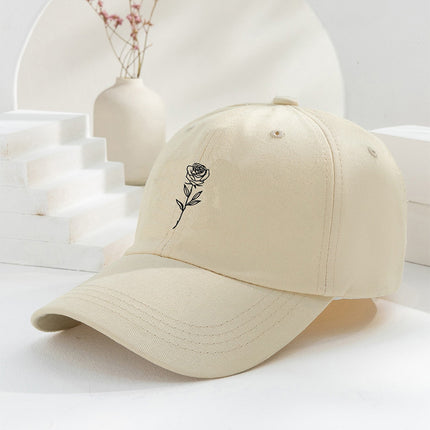 Casual Rose Embroidered Baseball Cap – Unisex Washed Vintage Hat
