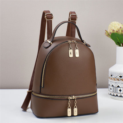 Classic PU Leather Backpack with Stitch Detail