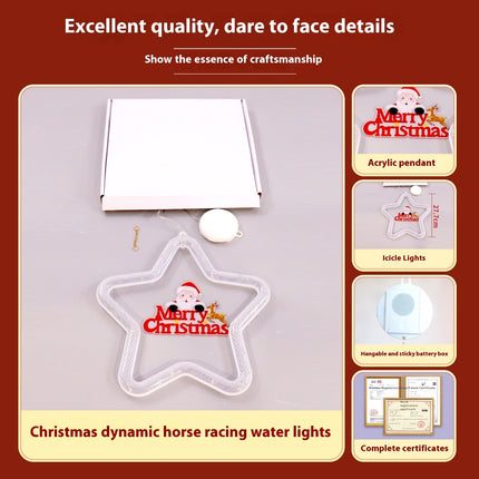 LED Five-Pointed Star Christmas Pendant Light – Battery Powered Window Hanging Decoration