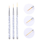 3 Pcs Nail Art Gel Drawing Brush Set – Detailing Tools for Gel Nail Polish