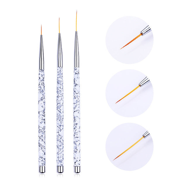 3 Pcs Nail Art Gel Drawing Brush Set – Detailing Tools for Gel Nail Polish