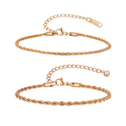 Geometric Stainless Steel Anklet – European & American Women's Style
