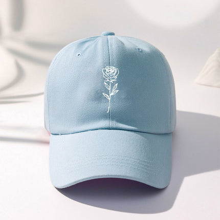 Casual Rose Embroidered Baseball Cap – Unisex Washed Vintage Hat