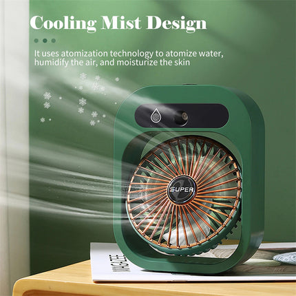 USB Rechargeable Portable Desk Misting Fan with 3-Speed Cooling & Humidifier