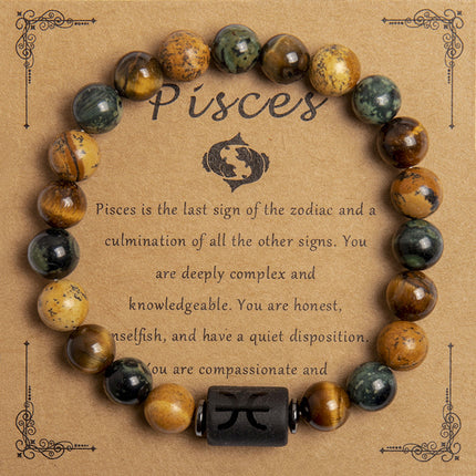 European And American New Natural Picture Tigereye Twelve Constellation Beaded Bracelet