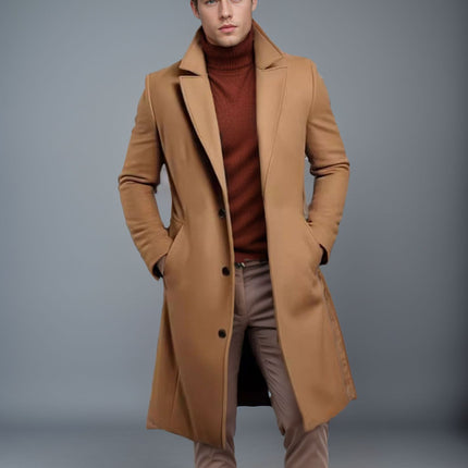 Men’s British Style Woolen Coat – Leisure Straight Hem Outerwear