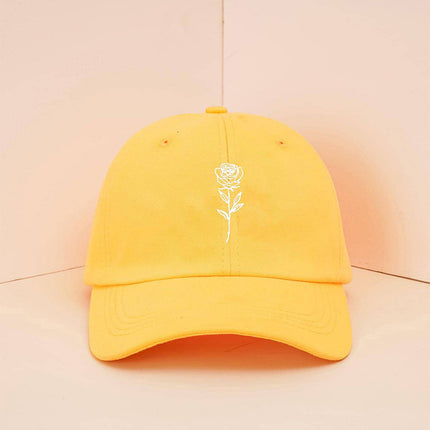 Casual Rose Embroidered Baseball Cap – Unisex Washed Vintage Hat
