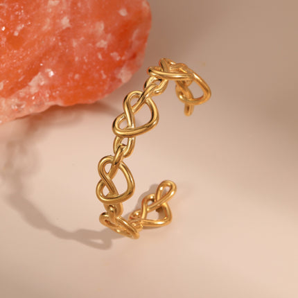 18K Electroplated Heart & Geometric Stainless Steel Bracelet