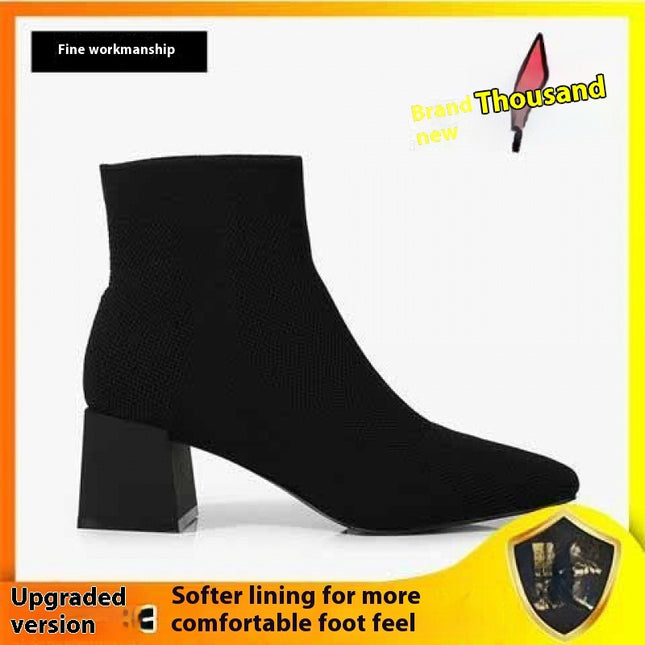 Waterproof Platform Booties with Square Toe for Women