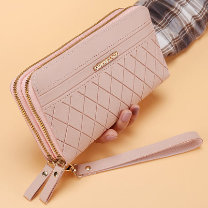 Women’s Double Zipper Long PU Leather Wallet – Multiple Card Slots