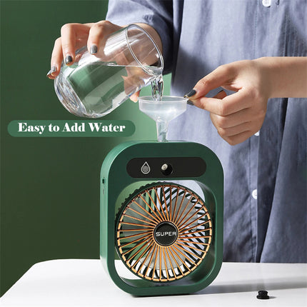 USB Rechargeable Portable Desk Misting Fan with 3-Speed Cooling & Humidifier