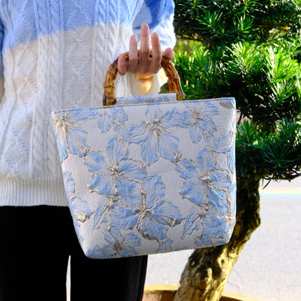 Canvas Double-Strap Horizontal Square Bag