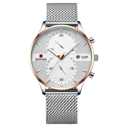 Men’s Business Quartz Watch – 30M Waterproof, Calendar Function, Stainless Steel Strap