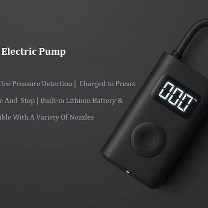 Portable Electric Air Pump – Rechargeable 2000mAh Tire Inflator with Digital Pressure Sensor (150 PSI)