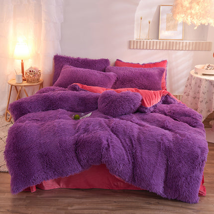 Luxury Thick Fleece Bedding Set – Warm Plush Winter Duvet Cover Set with Bed Sheet & Pillowcases